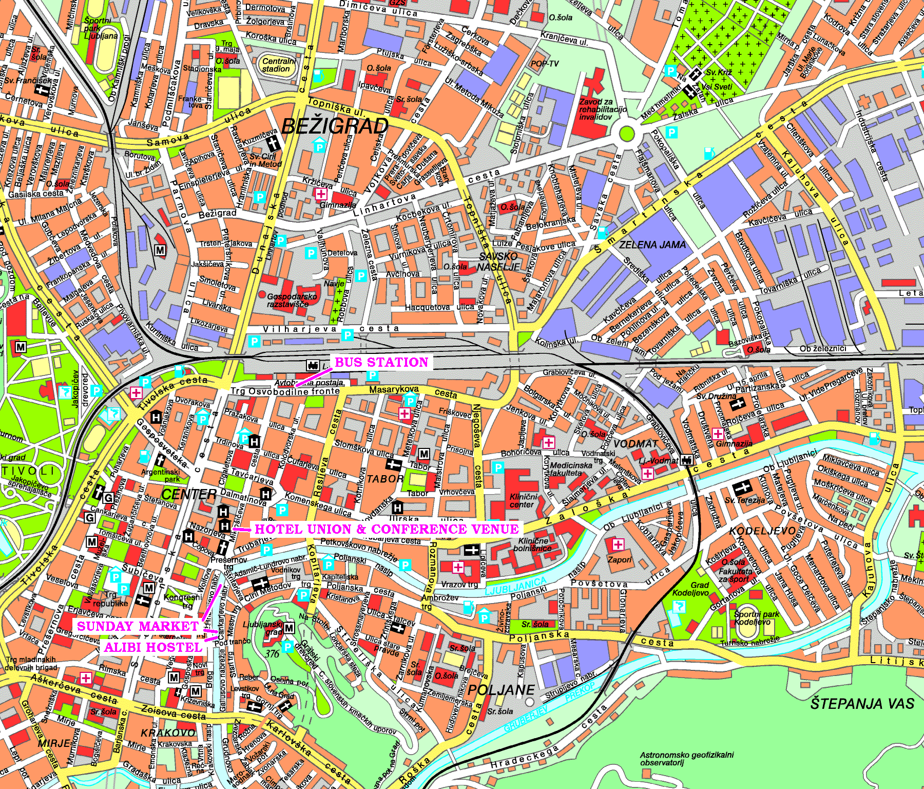 Mapa Monumentos Ljubljana Eslovénia
