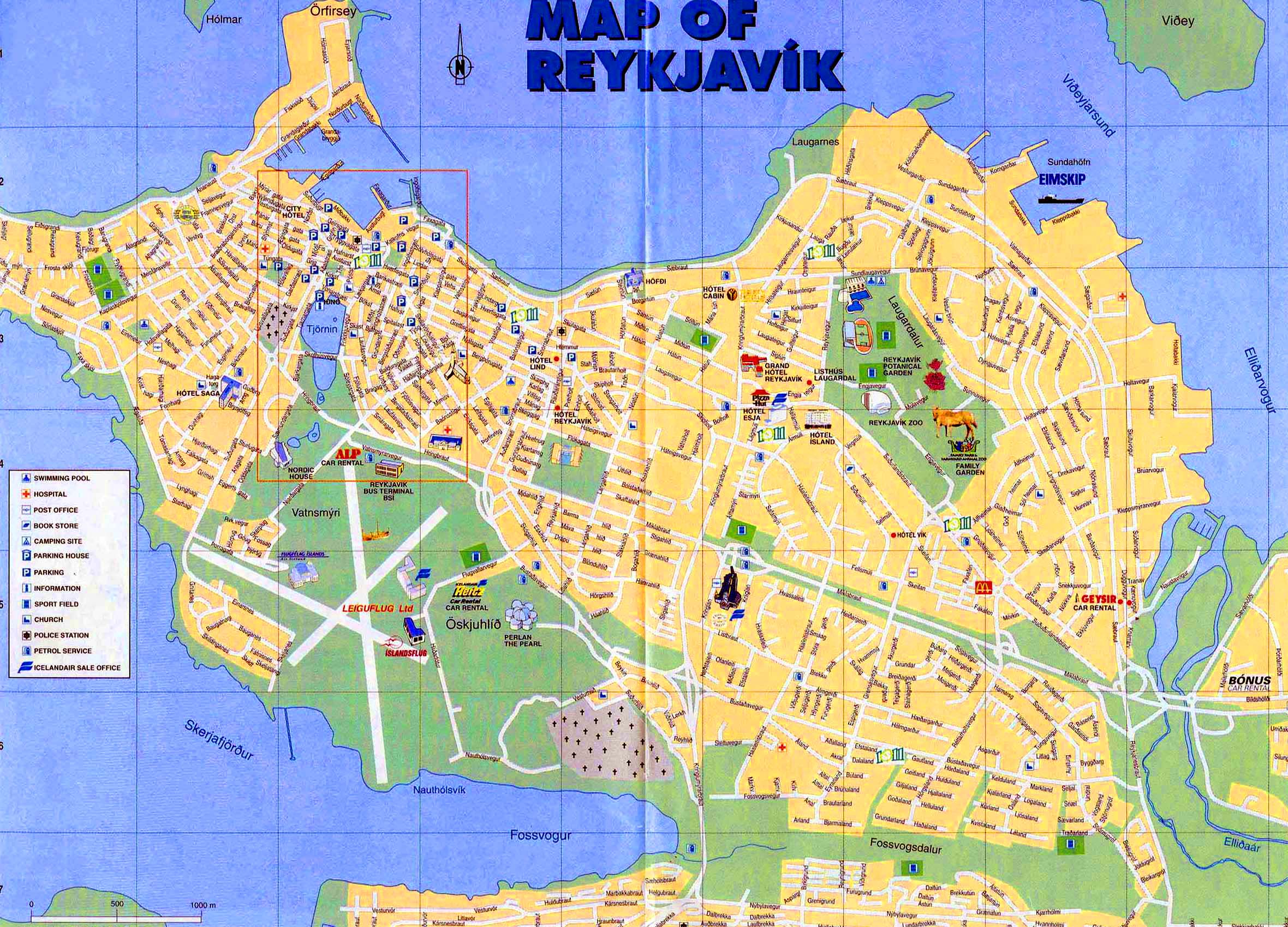 Mapa Monumentos Reykjavik Islândia